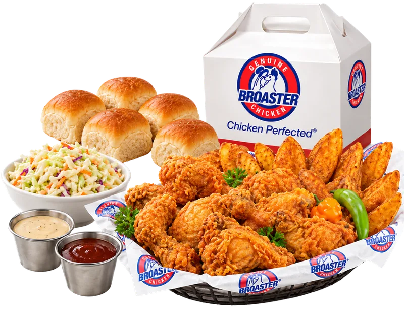 10-piece Broaster Chicken family deal with rolls, coleslaw and dips